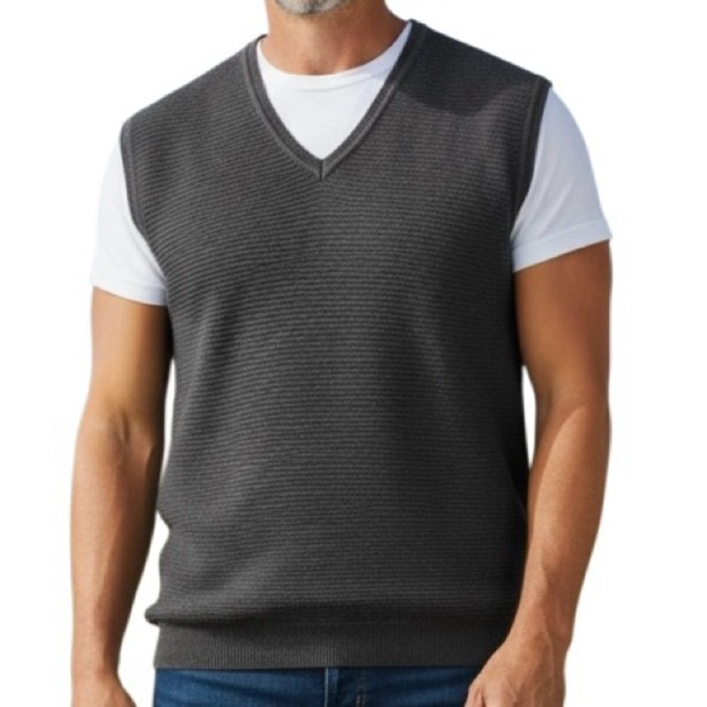 Arrow Gray Ribbed V-neck Sleeveless Sweater Vest XXL